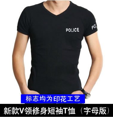 新款警察修身紧身战训T恤（圆领,V领）