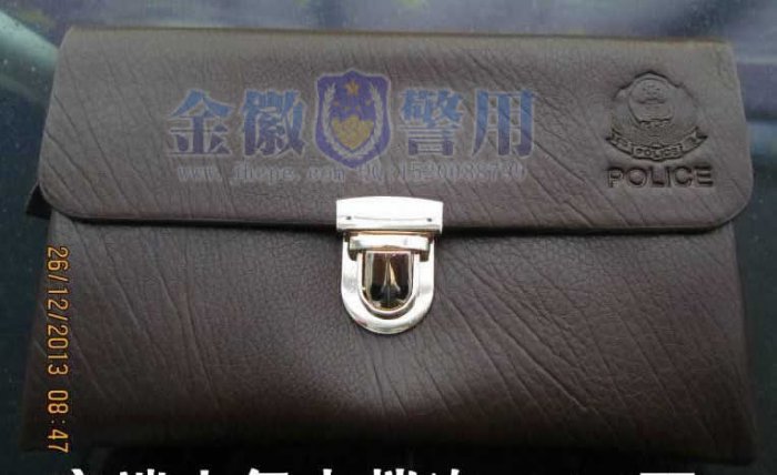 警察软皮小手包，警徽手包，棕色113警察纪念包