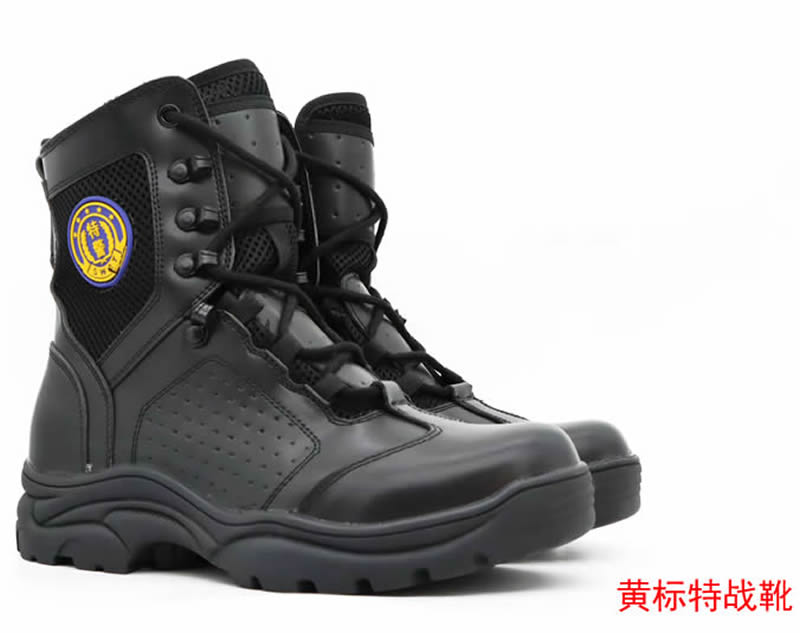 黄色特警标夏季作战靴，正品公安特战靴，特警四季通用战靴，高帮特警靴专卖正品